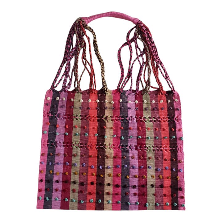 The Little Pueblo - Wholesale Tote Bag - Unisex - Mini Mexican Striped Hammock Bag Woven Tote from Oaxaca
