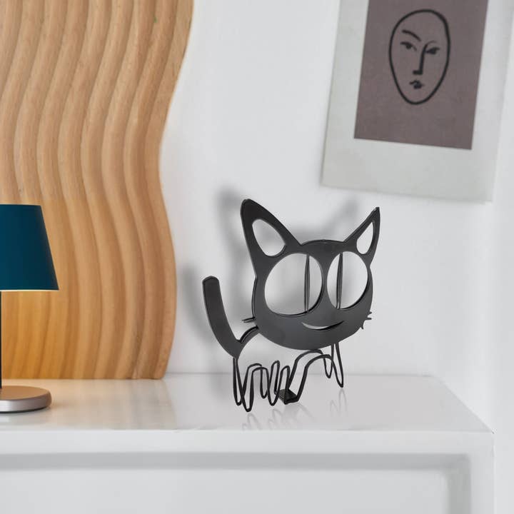 FIXTUREDISPLAYS – Engroshandel Pyntefigur – 4,6X4,9X0,4" Yndefuld Metal Kattekunst Moderne Interiører med Elegance 21940-806