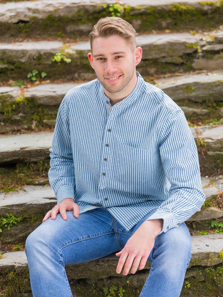 Vintage bedstefarsskjorte med grønne striber VR17 for engroshandel hos Lee Valley Ireland