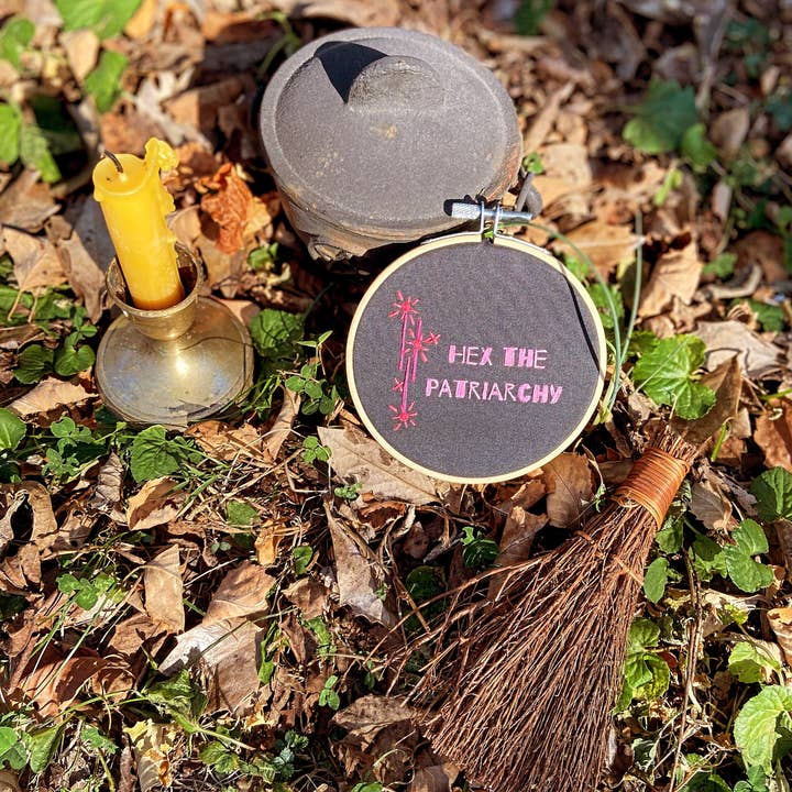 Open Coven - Wholesale Embroidery/Cross Stitch Supplies - Hex the Patriarchy 4 Inch Embroidery Kit3