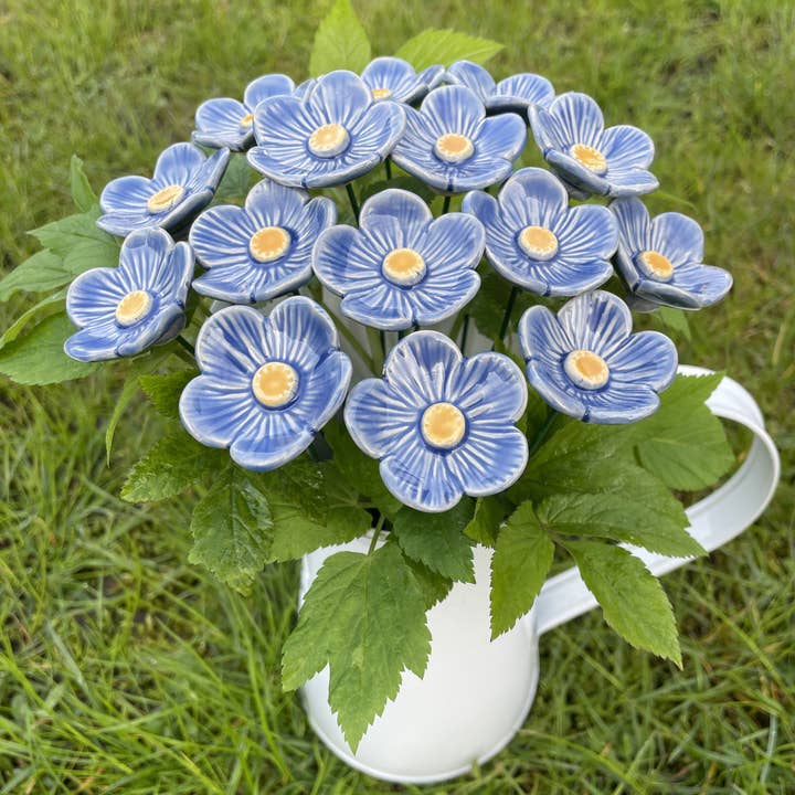 Pannonhem AB. – wholesale Garden/lawn stake – Ceramic Light Blue Plum blossoms,Plant stake2