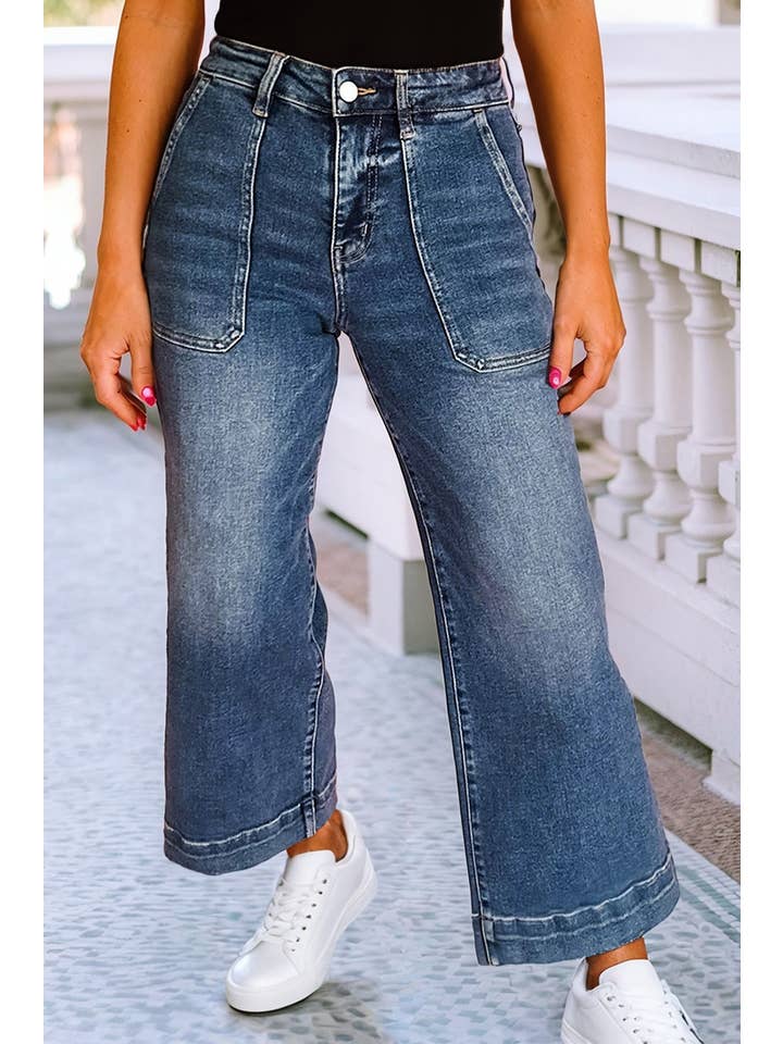 Little Daisy Closet - Wholesale Jeans - Women's - LDC Cropped High Rise Wide Leg Jeans