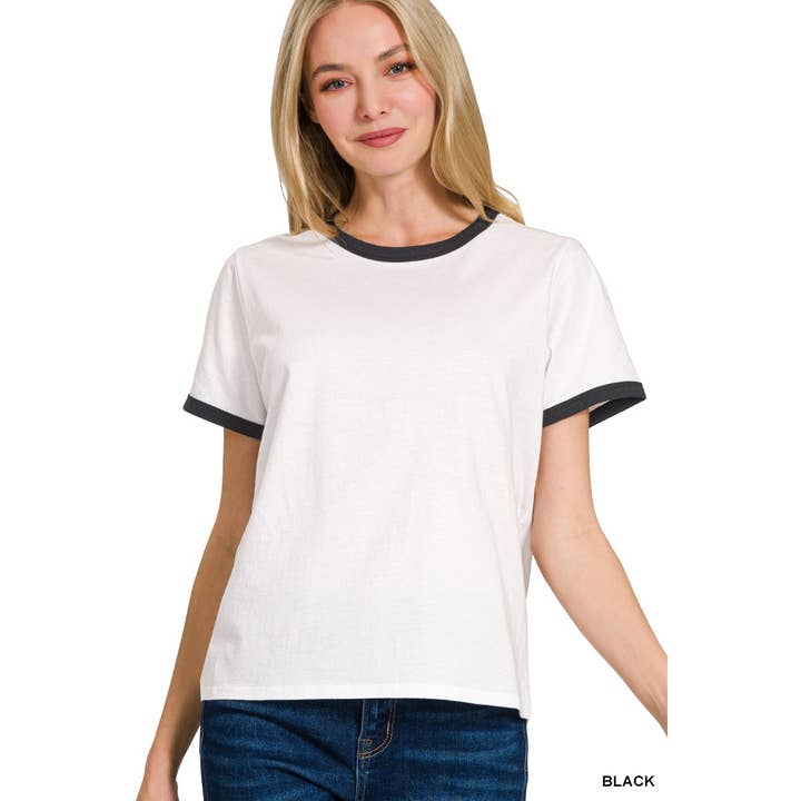 T-shirts de manga curta com contraste de costura por atacado de HiteJeans