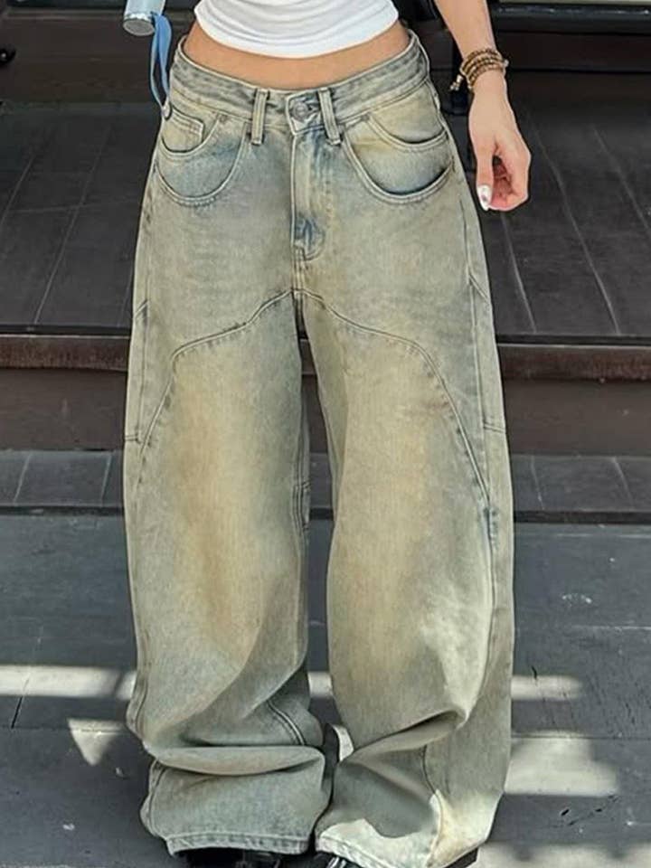 Pantalon en jean à jambes larges pour la vente par Mccolin