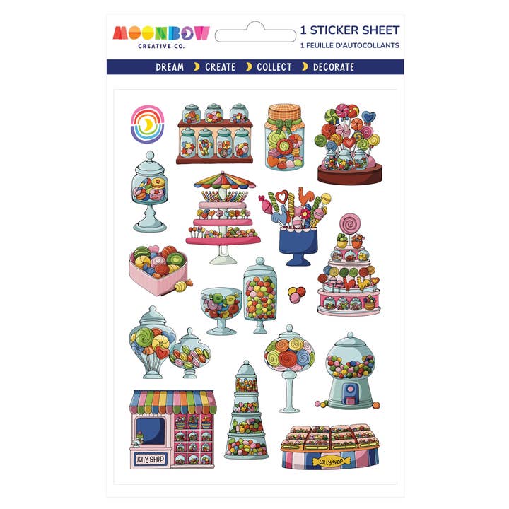 Ye Ol' Lolly Shoppe Glossy Sticker Sheet for wholesale by Moonbow Creative Co.