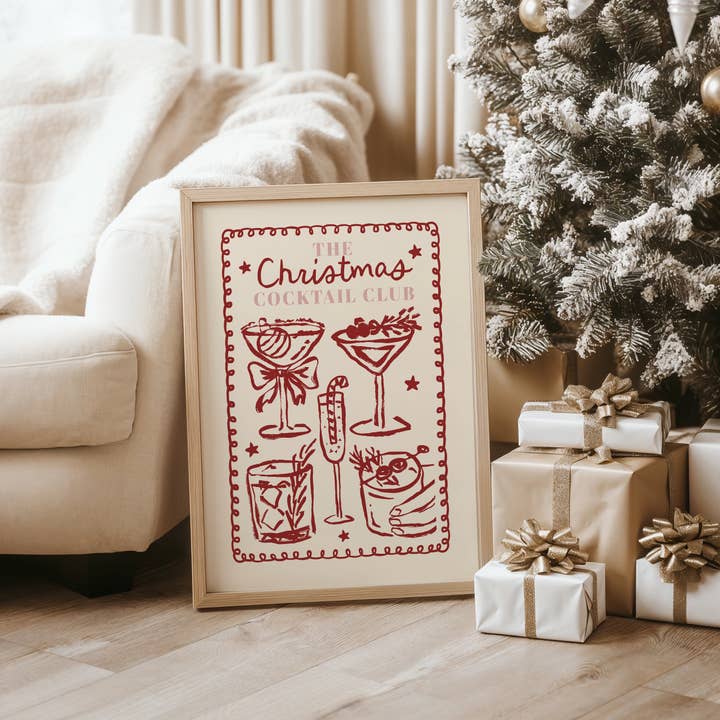 The Christmas Cocktail Club Print for wholesale by Moonshine Prints