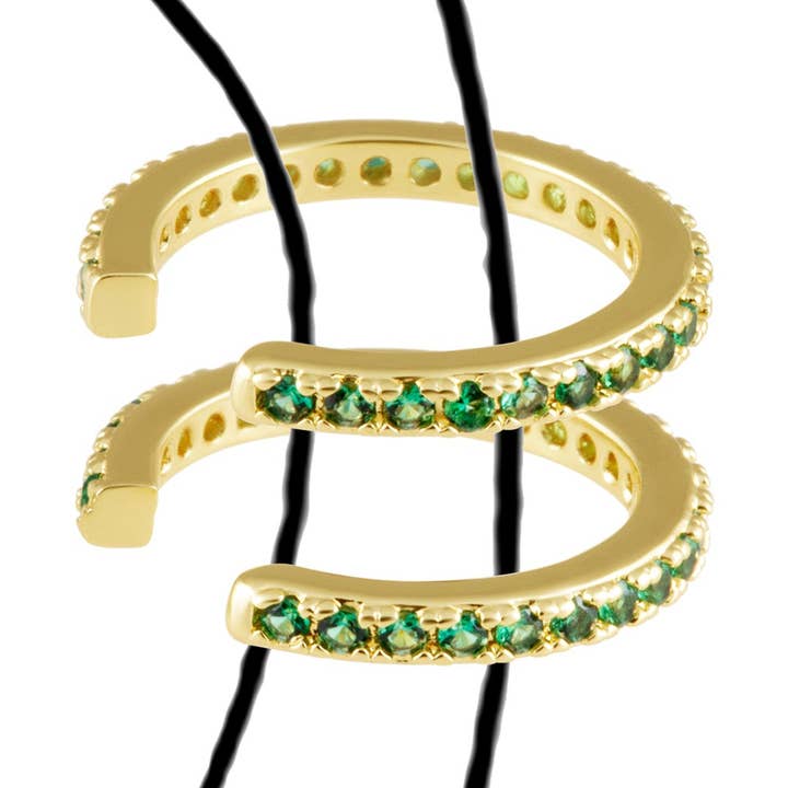 Funkelnder Pave-Ohrclip - Smaragd für den Großhandel von Sahira Jewelry Design