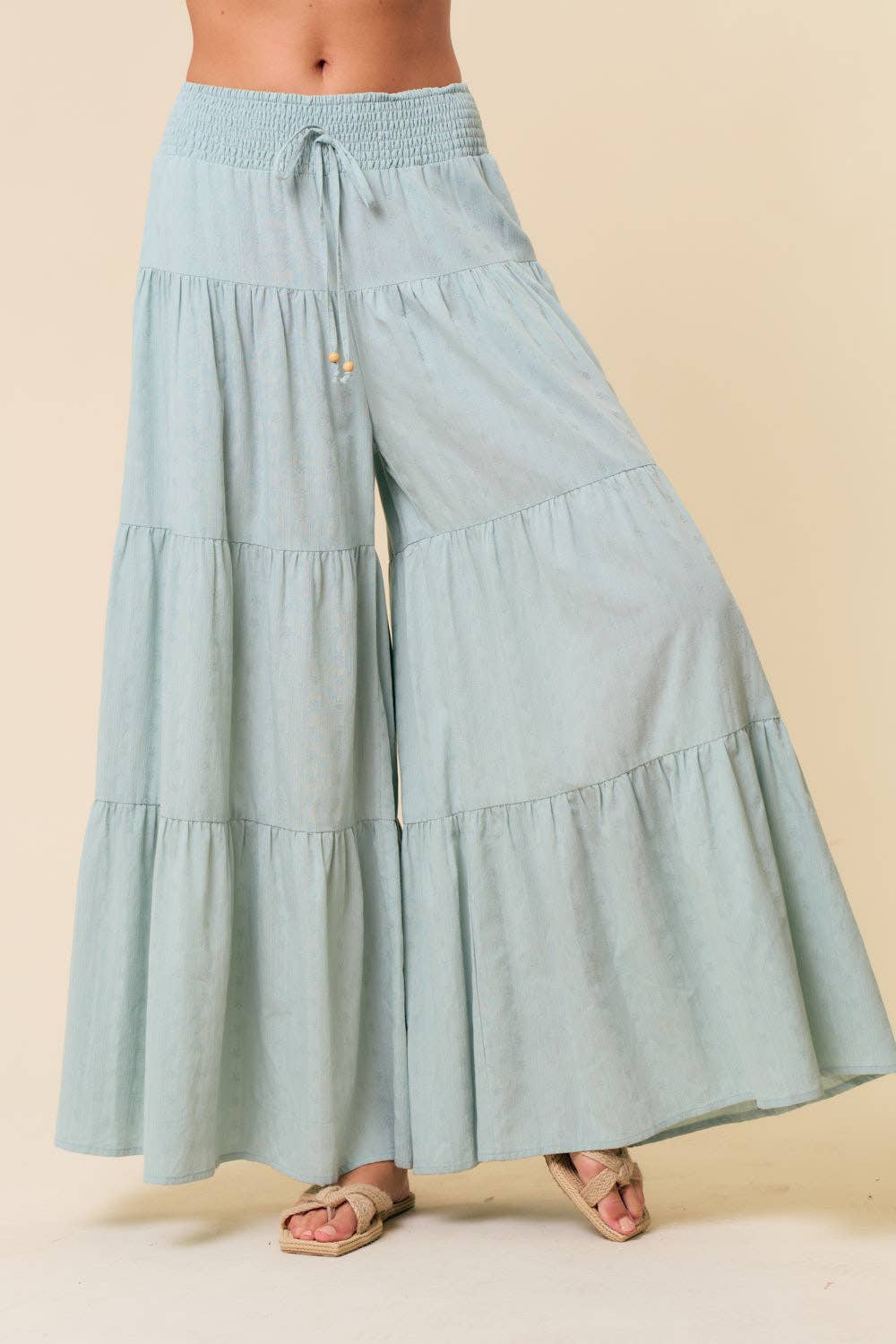Doe and Rae - Wholesale Pants - Women's - TIERED WIDE PANTS WITH SMOCKED WAIST - 8763P8