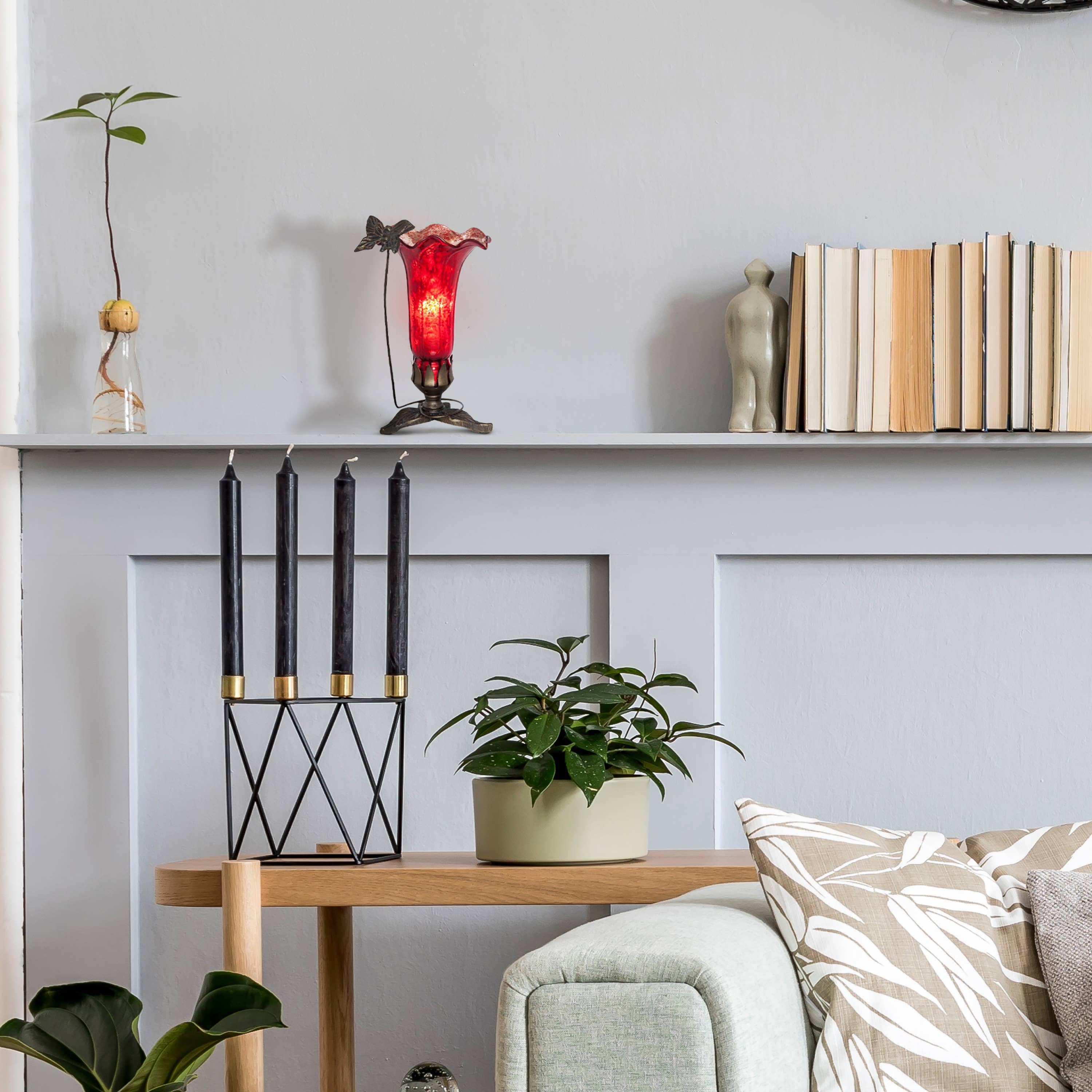 River of Goods - Wholesale Accent/Desk Lamp - 9"H Red Hand Blown Mercury Glass Butterfly Lily Lamp3