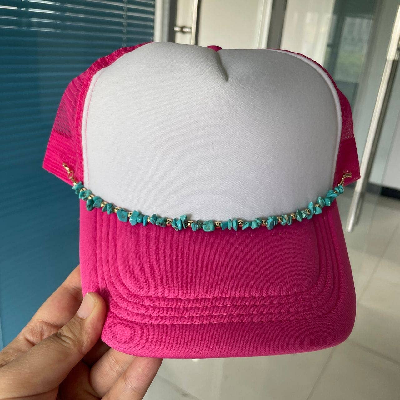 Texas Transfers - Wholesale Trucker Hat - Women's - Turquoise/Country Hat Chains (Multiple Options)4