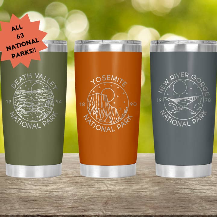 National Parks Engraved Tumblers, All 63 Parks for wholesale by SoCal Creative