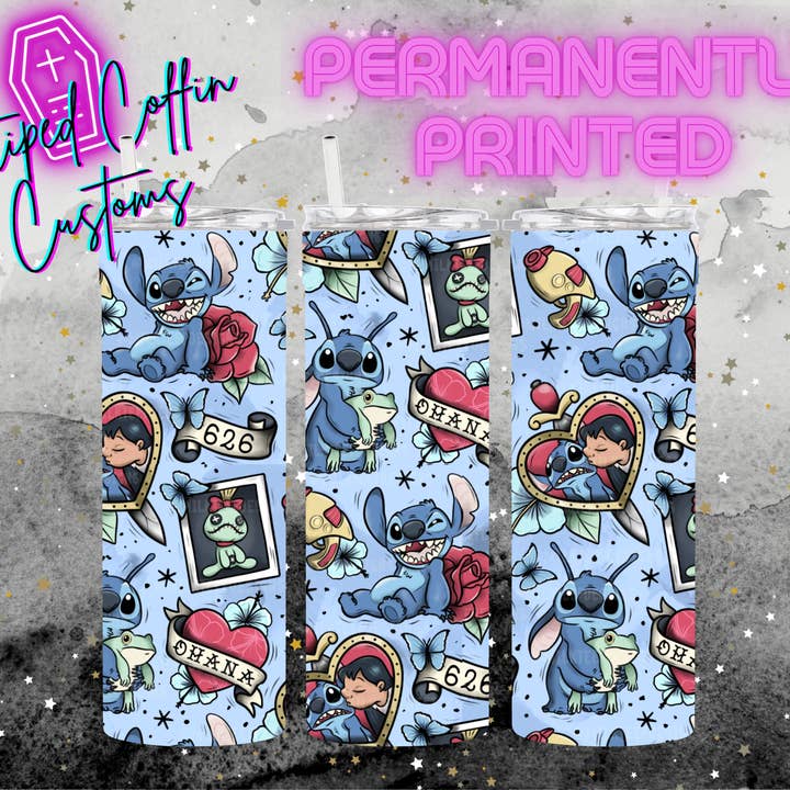 Alien Tattoo Tumbler for wholesale by Striped Coffin Customs