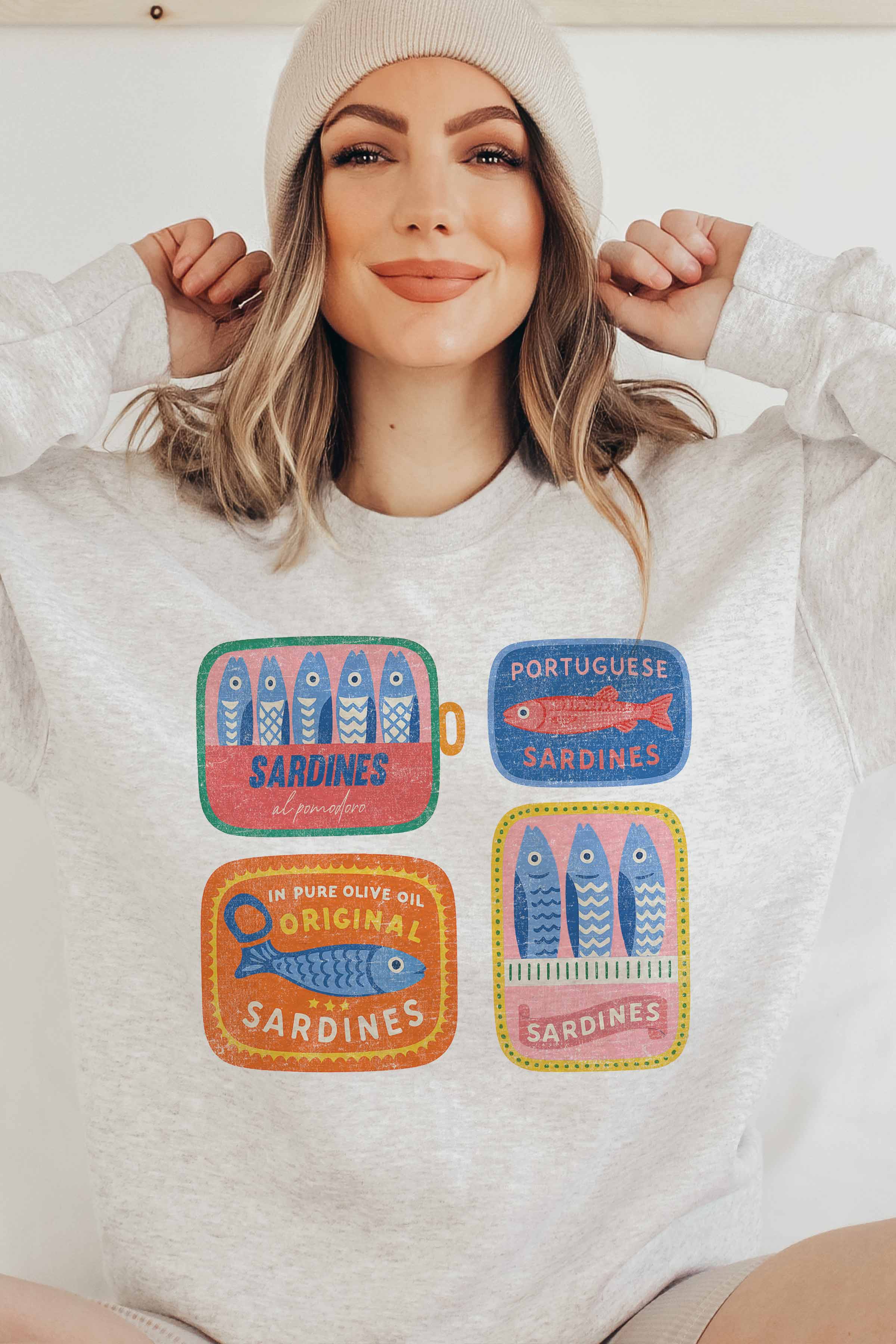 GOOD DAY STREET - Vente Sweat-shirt à imprimés – femme - [G2031X-OSS] SWEATSHIRTS SURDIMENSIONNÉS COLLAGE DE SARDINES EN BOÎTE0