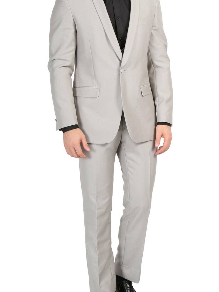 Ferrecci Men's Daxson Grey Slim Fit Shawl Collar 3pc Tuxedo for wholesale by Ferrecci