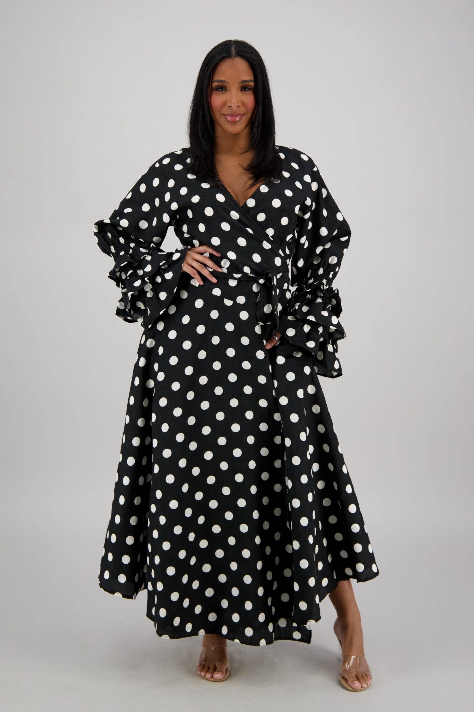 Advance Apparels - Wholesale Dress - Women's - Polka Dot Wrap Dress (3 Colors) 241624-B0904
