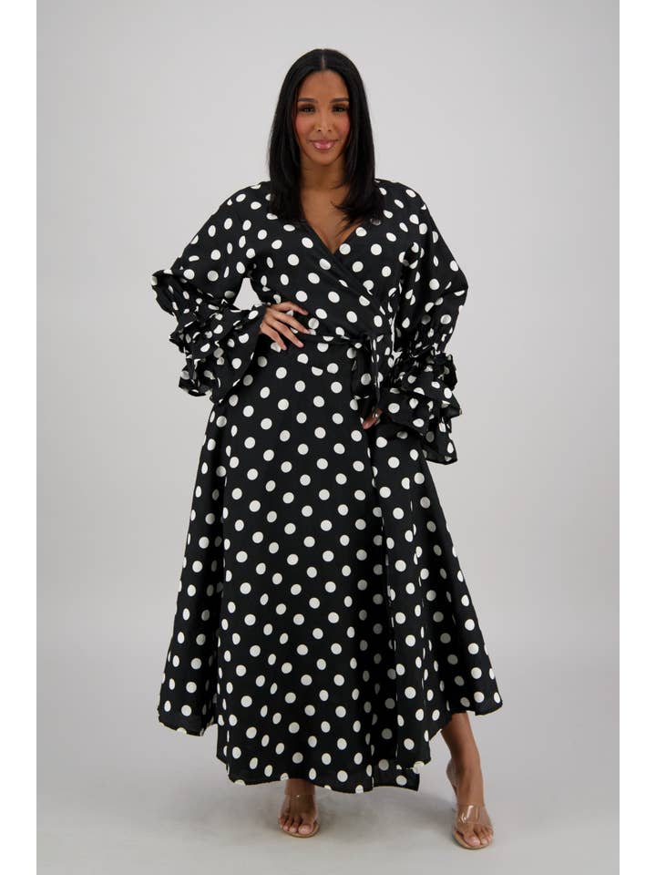 Advance Apparels - Wholesale Dress - Women's - Polka Dot Wrap Dress (3 Colors) 241624-B0904