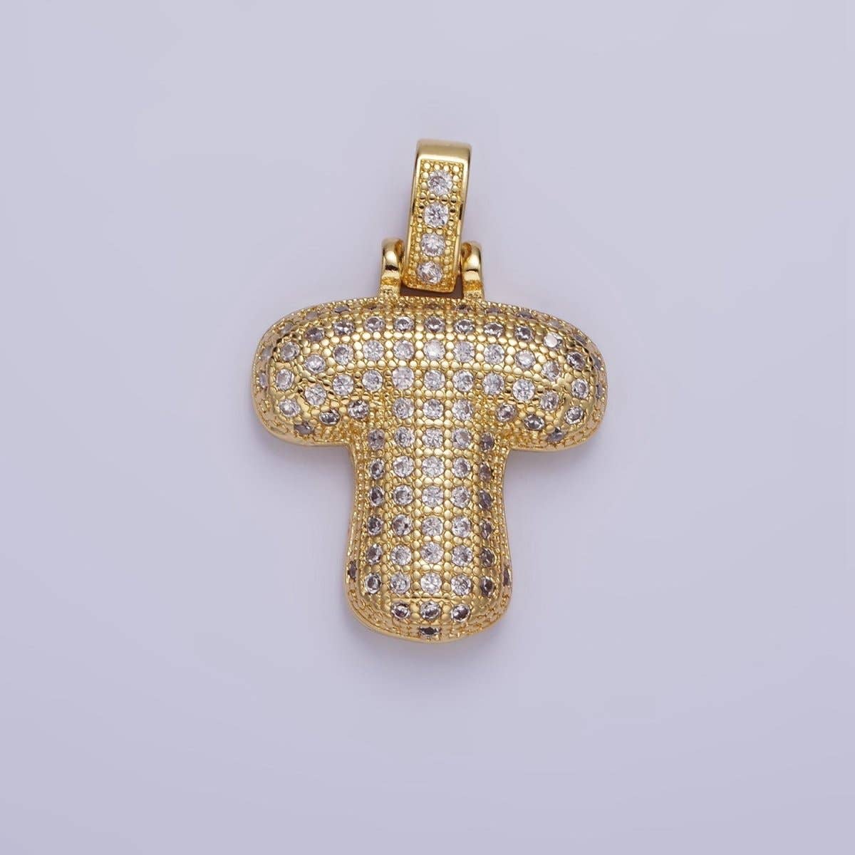 Aim Eternal - Wholesale Individual Charm/Pendant - 14K Gold Filled 20mm Micro Paved Balloon Bubble Initial Letter Pendant | A1197-A120919