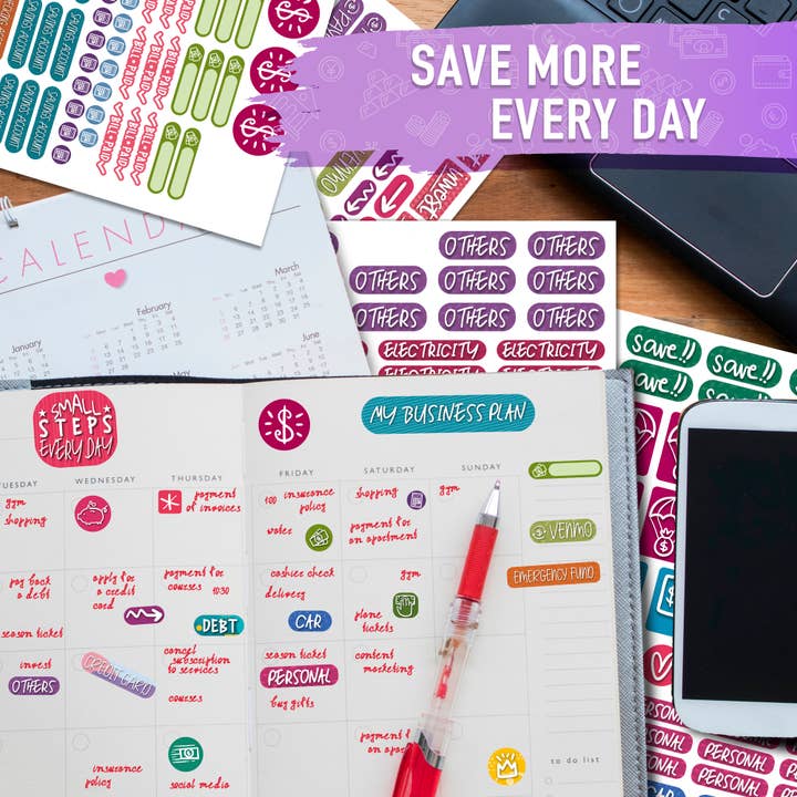 Savvy Bee - Wholesale Sticker - Savvy Bee Planner-stickers - Financiën en budgettering1