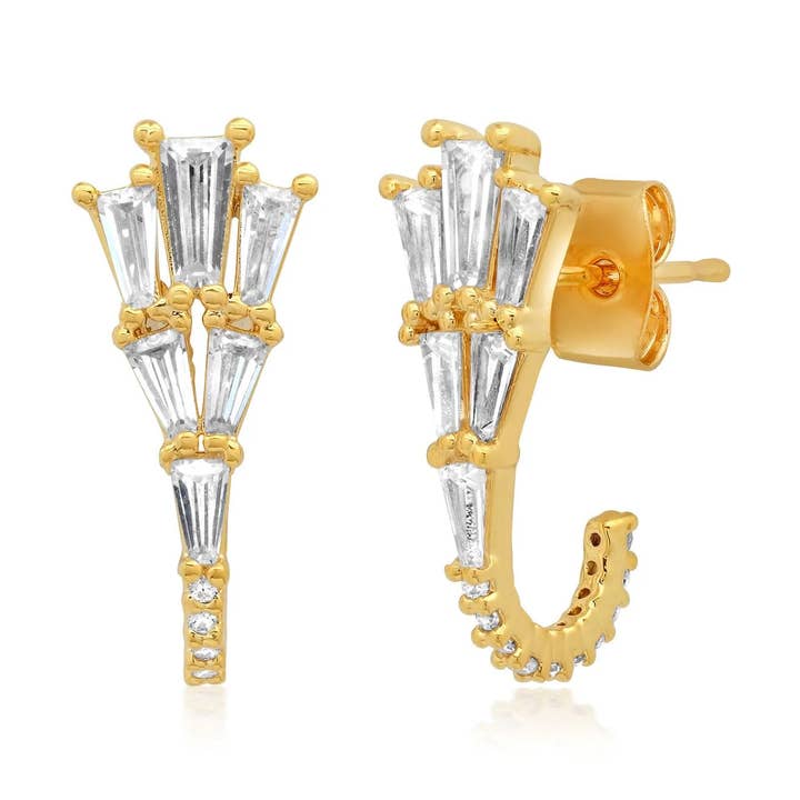 Art Deco Fan CZ Huggies for engroshandel hos Tai Jewelry