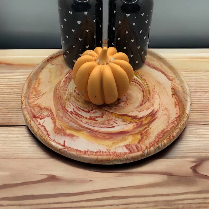 Handgjord Jesmonite Stor Cirkelbricka - Orange/Röda Nyanser för wholesale av Eco Homeware Studio