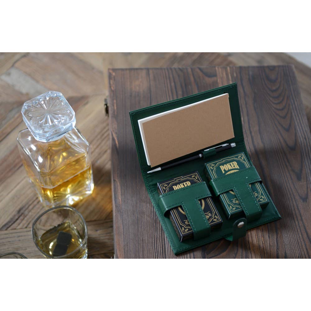 AULICA - Wholesale Card Game - 2 poker games pen and notepad sheets green faux leather2