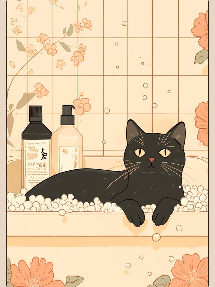 Sort kat i badekar for engroshandel hos Animato