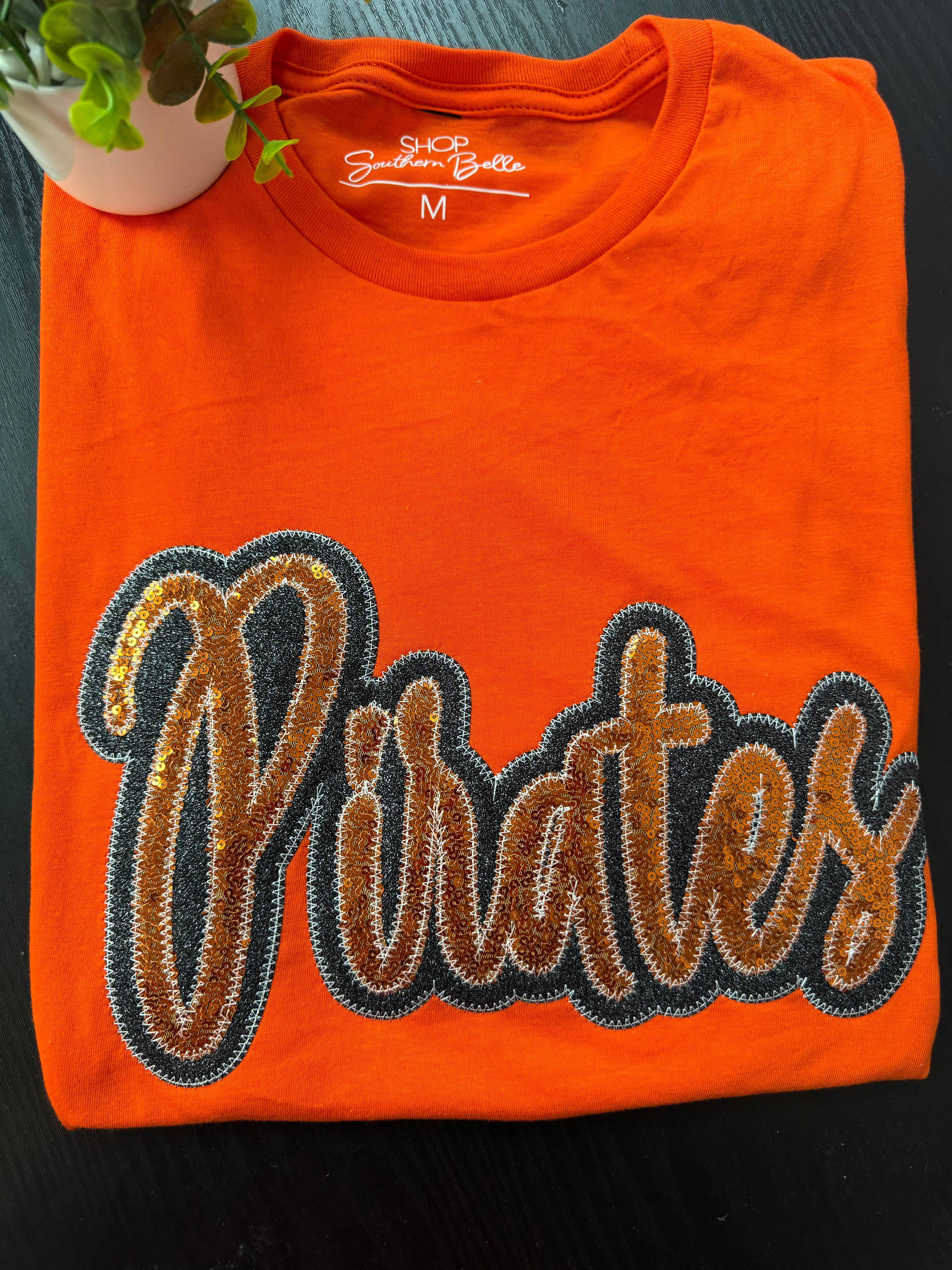 Shop Southern Belle - Wholesale T-Shirt - Women's - Game Day Custom School Spirit Wear Real Sequins Short Sleeve0