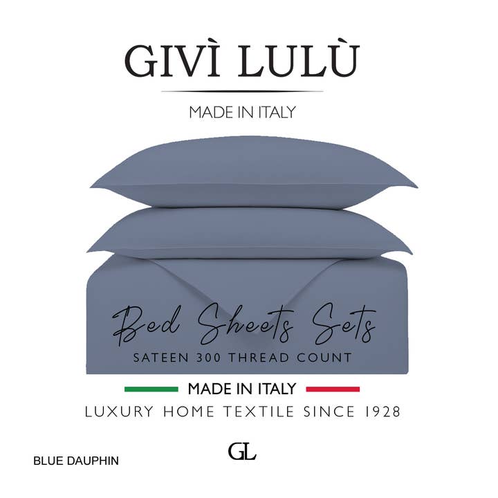 Solid 300 Thread Count - blue dauphin - Duvet Cover Set for wholesale by Givì Lulù by Vittorio Ursini & Son