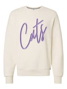 The Collective Apparel Brand - Wholesale Graphic Sweatshirt - Unisex - Kansas State - Vintage Cats Script Crew0