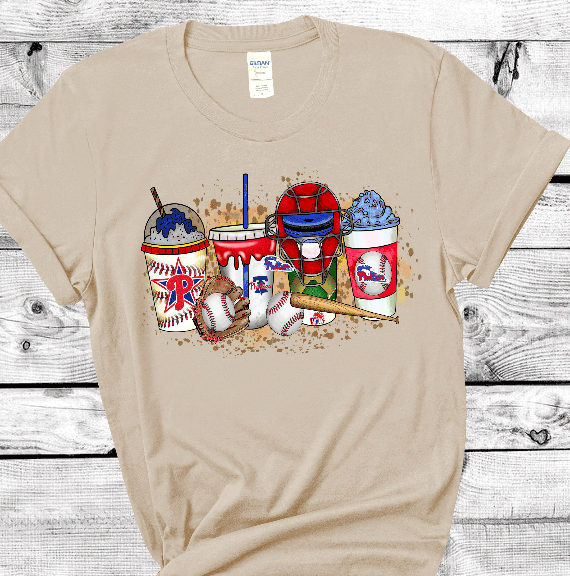 A Blessed Texas Mess Boutique - Vente T-shirt à imprimés – femme - Philly Boissons Baseball Phillies Match de Baseball Philadelphie Gant7