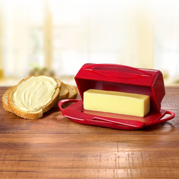 Butterie - Wholesale Butter Dish - Countertop Flip-Top Butter Dish w/ Matching Spreader - Red4