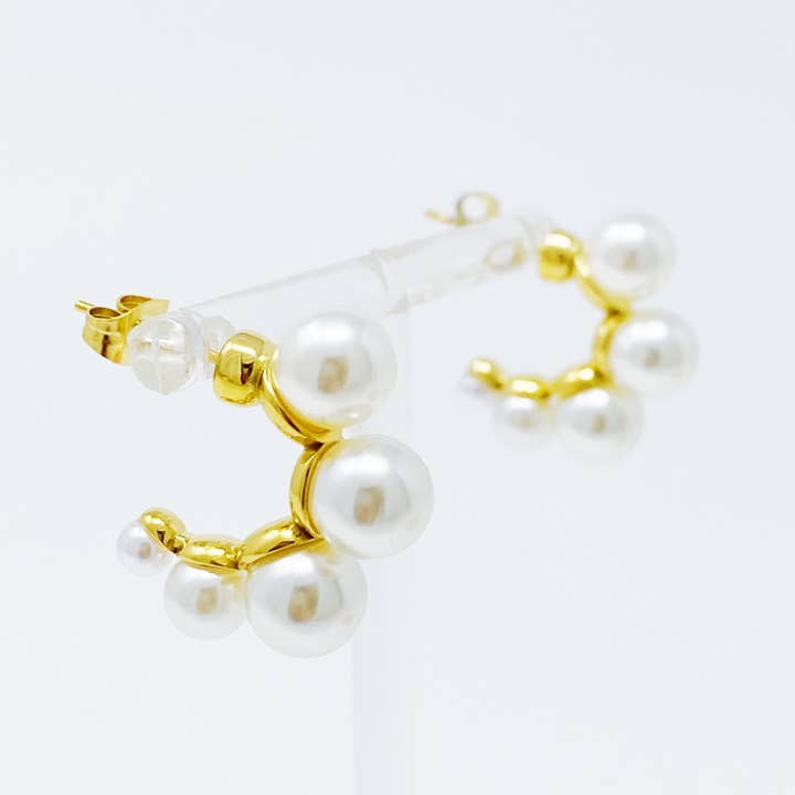 Ellison+Young - Wholesale Hoop Earrings - Andante Pearl Hoop Earrings