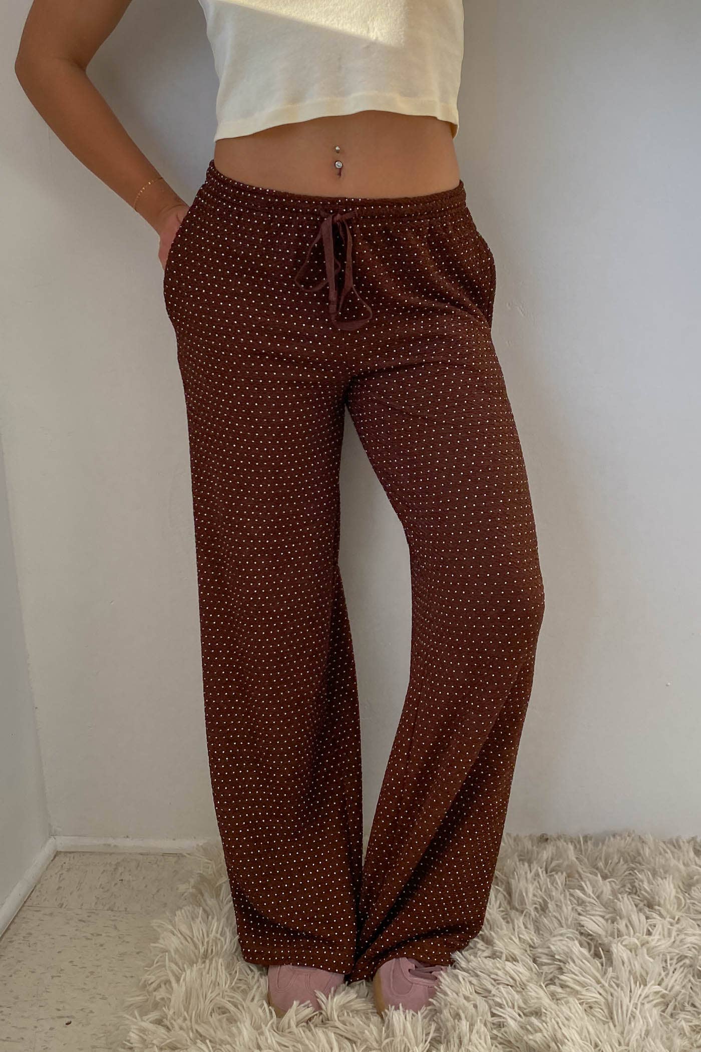 Nectar Clothing - Wholesale Pants - Women's - Swiss Dot Wide Leg Pants3
