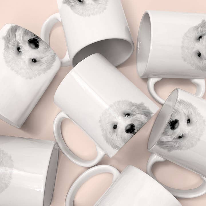 Perkie Prints - Wholesale Coffee Mug - Peeking Doodle 1 (LIght Goldendoodle) Mug