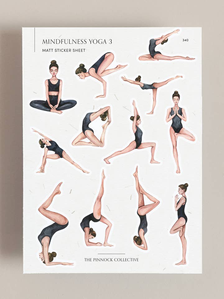 Mindfulness Yoga-Themed Sticker Sheet for wholesale by The Pinnock Collective