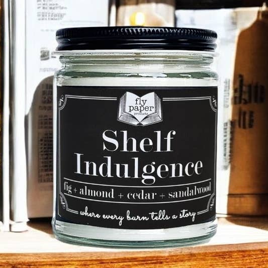 Shelf Indulgence 9oz Soy Candle Fig + Almond + Cedar for wholesale by Fly Paper Products