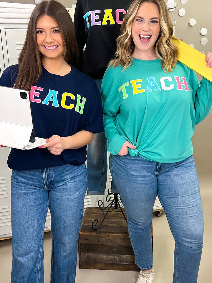 Soft Chenille Teach Sweatshirt for wholesale by Sugar Stitch