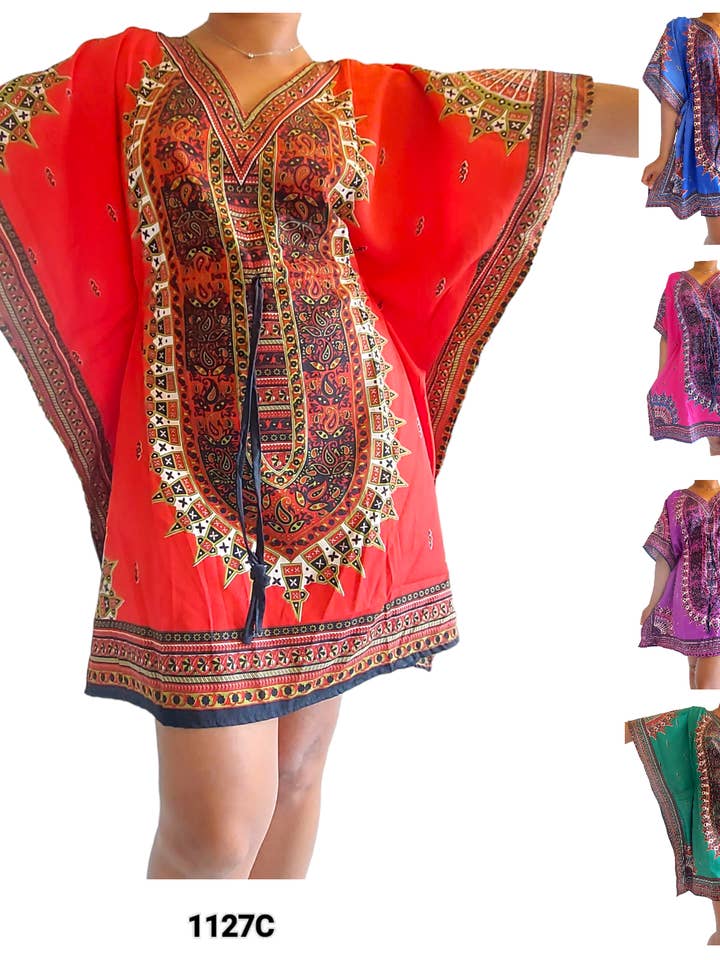 1127C- Top caftan/robe courte/Lot de 5 pour la vente par India Batik