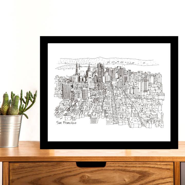 San Francisco Drawing 8x10 Art Print for wholesale by Local Notion