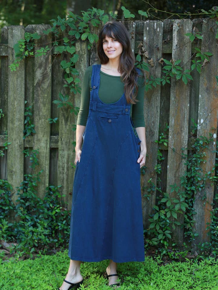 Sacred Threads - Wholesale Overalls - Women's - Stonewash Overall Dress: Grey & Blue0