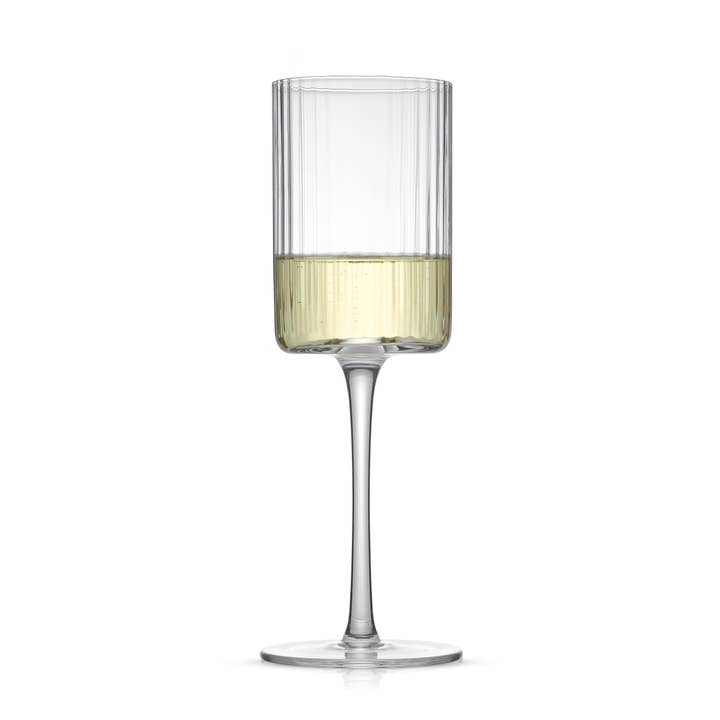 JoyJolt - Wholesale Wine Glass - JoyJolt Elle Fluted Cylinder White Wine Glass - Set of 2