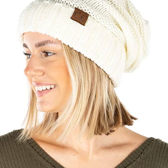 Funky Junque - Wholesale Beanie - Women's - C.C Oversized Slouchy Beanie - Ivory