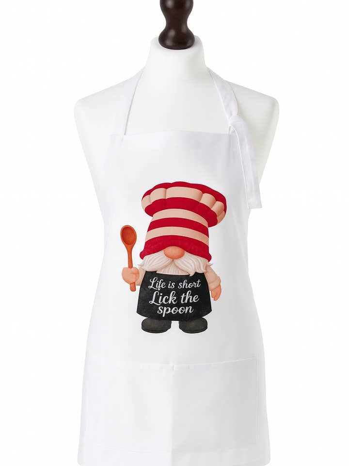 Polyester Lick the Spoon Adult Gonk Apron with Pocket for wholesale by Forever Gnomes UK Store