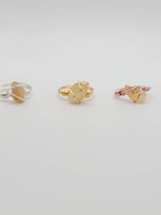 Citrine Ring | Citrine Crystal Ring | Wire Wrapped Rings | Crystal Rings | Full Moon | Crystal Jewelry | Healing Crystals for wholesale by Healing Jewelry Co., LLC
