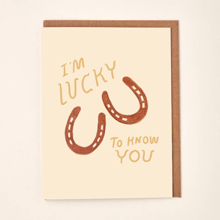 Lucky to Know You Horseshoe Greeting Card for wholesale by Little Salt Wagon
