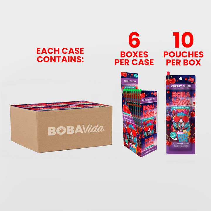 Dark Cherry Popping Boba Pouches Case for wholesale by Bobavida Popping Pearls