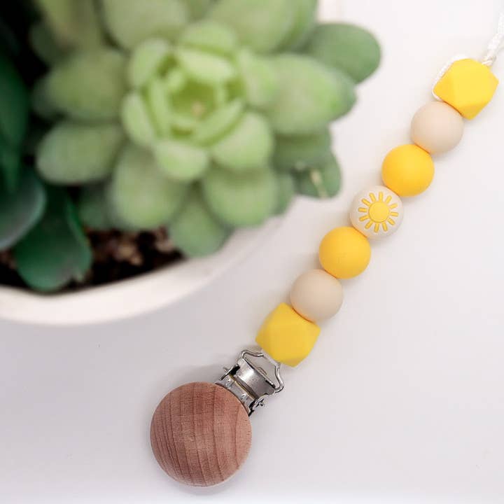 Sunshine Pacifier Clip for wholesale by Bella’s Bead Supply