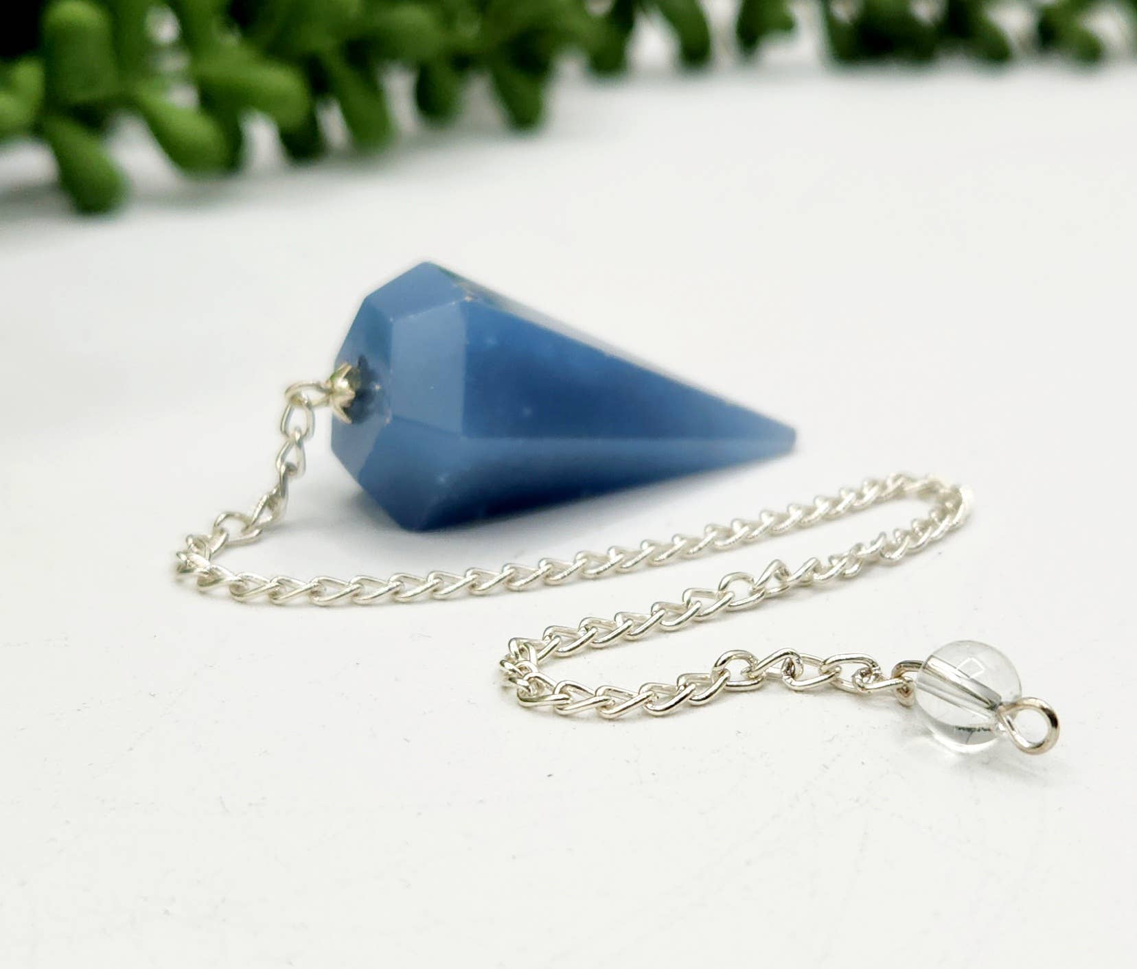 Meraki Gemstones - Vendita all'ingrosso Pietra/cristallo spirituale - Pendolo di Angelite con Catena Placcata in Argento e Perla di Quarzo Ialino3