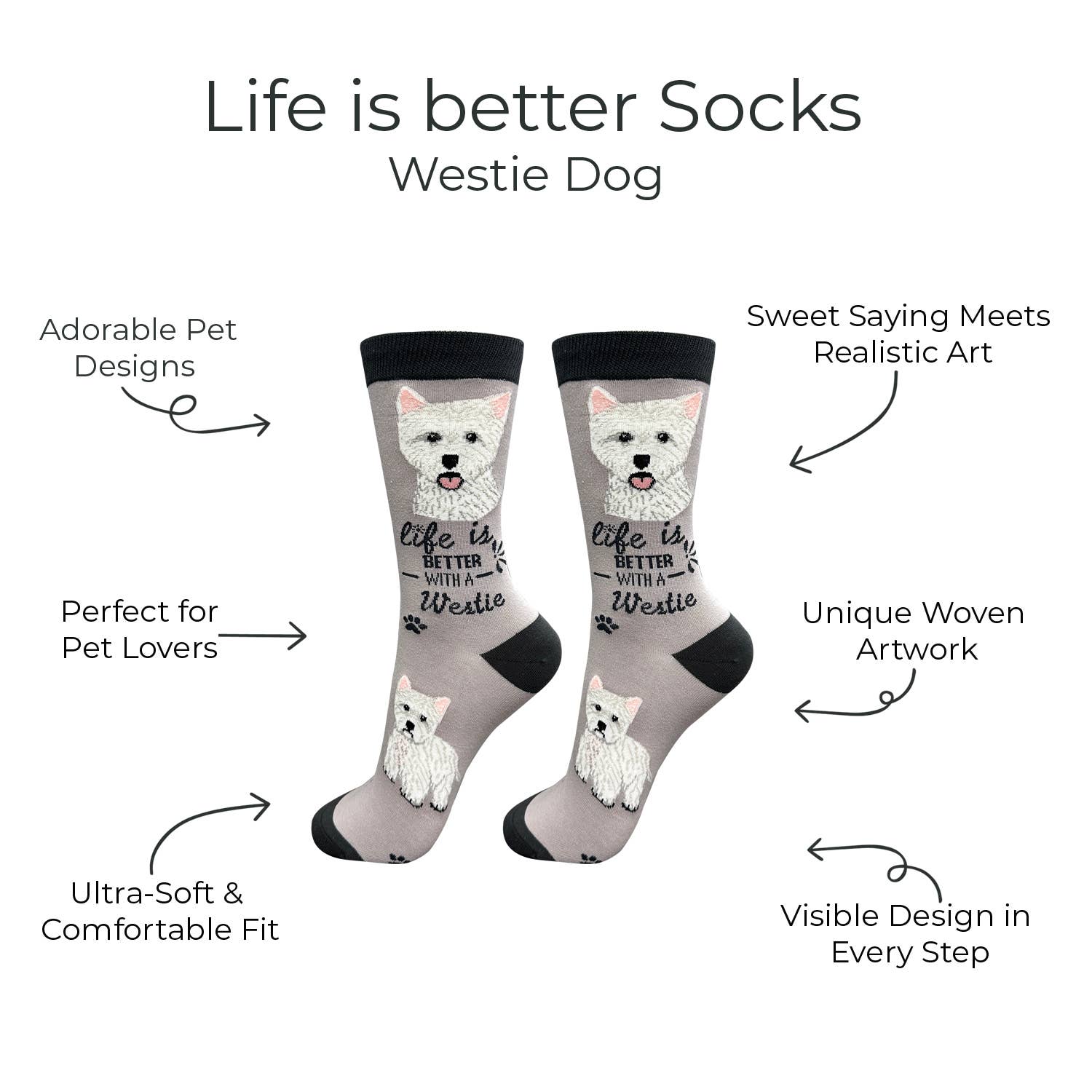 E&S Pets – wholesale Strumpor - Unisex – Westie Hundstrumpor - Roliga Novelty Crew-strumpor - Unisex1