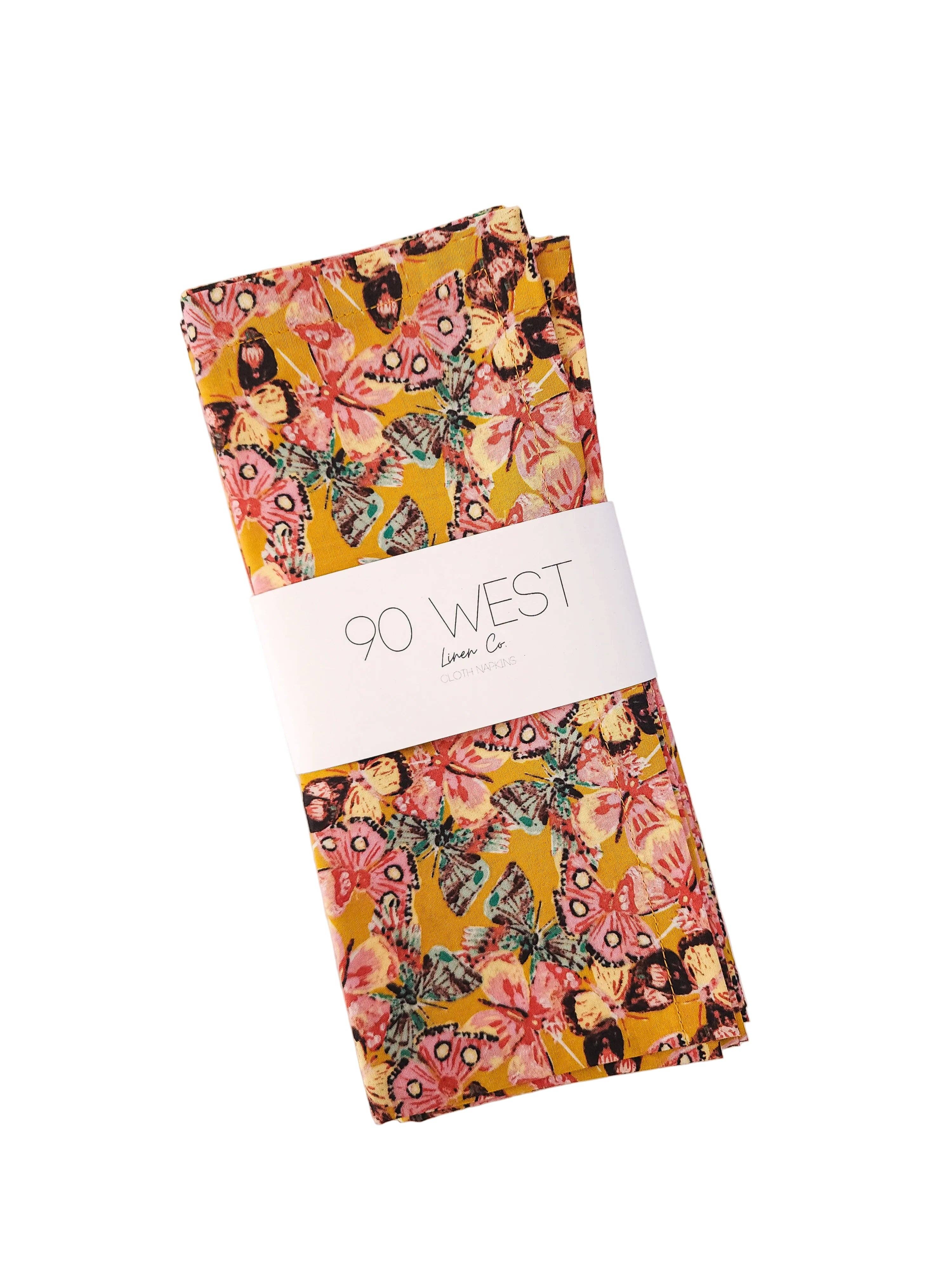 90 West Linen Co. - Wholesale Dinner & Cloth Napkin - Golden Butterfly Cloth Napkins, Set of 417